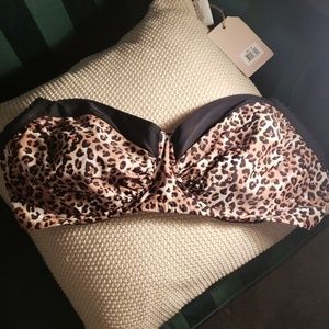 Ava and Viv Leopard Print Swimsuit Top Binkini Top